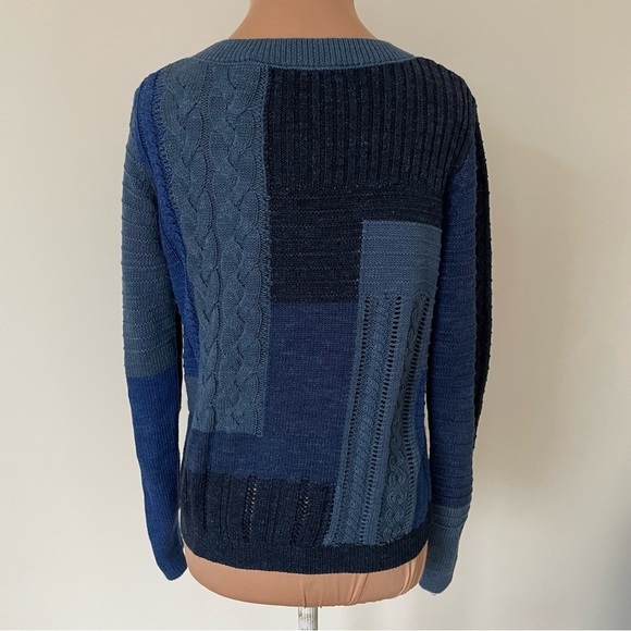 Diane von Furstenberg Blue Padma Intarsia Cotton Pullover Knit Sweater EUC XS - Picture 6 of 12